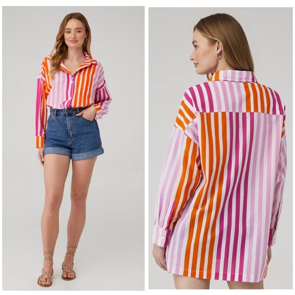 Beach Riot | Beachy Alexa Sunset Stripes Button Down Top | L / XL - Picture 3 of 13